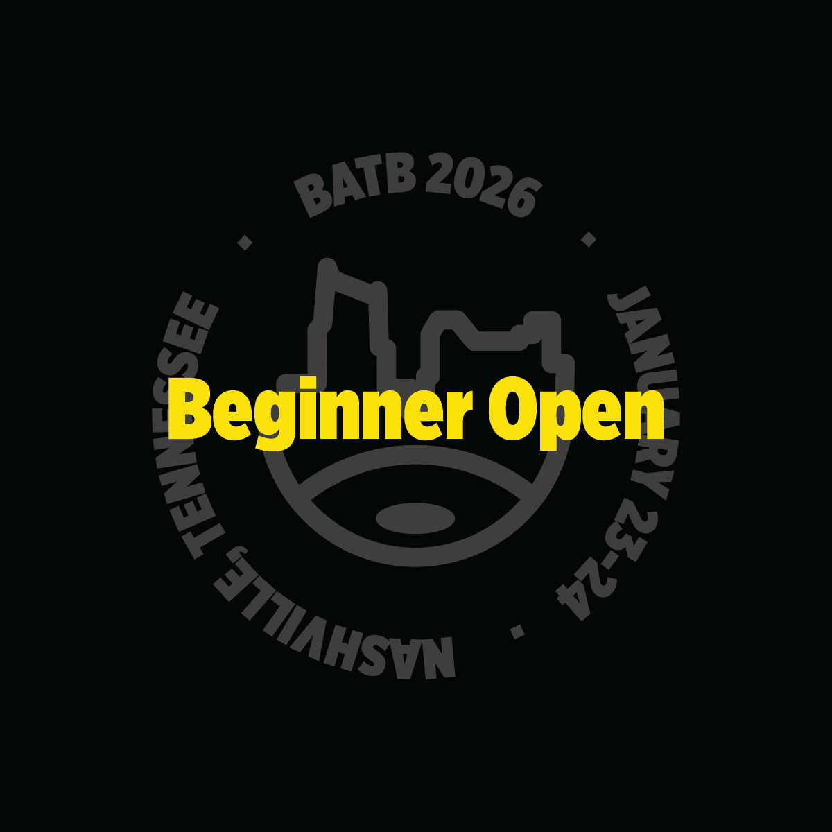 Logo with 'Beginner Open' text on a black background